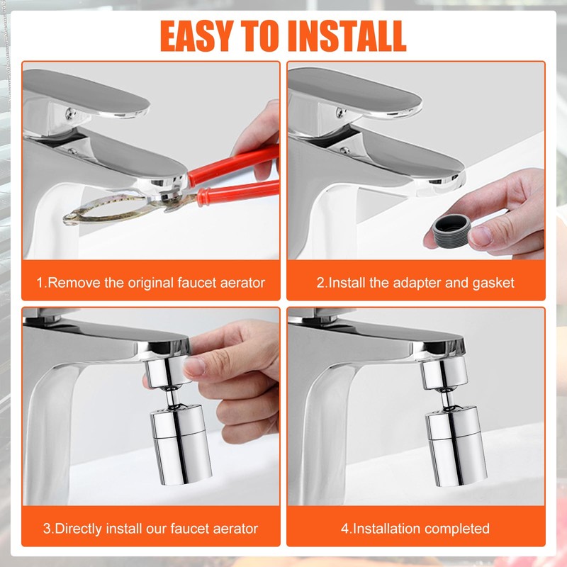2 Pieces 360° Swivel Tap Attachment M22/M24 Multifunctional Rotating Tap
