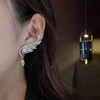 Iaceble Bohemia Angel Wing Ear Climber Earrings Silver Crystal Feather