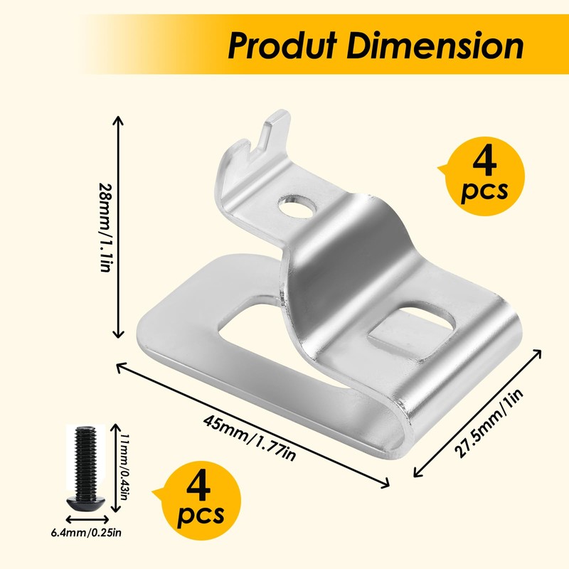 304 Stainless Steel Belt Clips for Dewalt with Screws, Drill