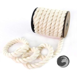 Ravenox 100% Cotton Twisted Rope | (White)(5/8 in x 25 ft) |USA Made Natural Cord | Baker & Butchers Twine, Macramé, Knotting, Crafts, Pet Toys