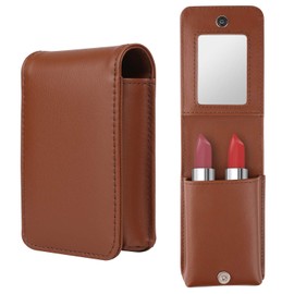 Portable Makeup Lipstick Case with Mirror, Outside Mini bag Travel Cosmetic Pouch Organizer Bag