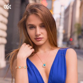 CDE Heart Bracelets for Womens,White/Rose Gold Plated Adjustable Bracelet with Love Heart Crystal,18K Jewellery for Ladies,Anniversary Birthday Christmas Jewellery Gifts for Girlfriend Wife Mum