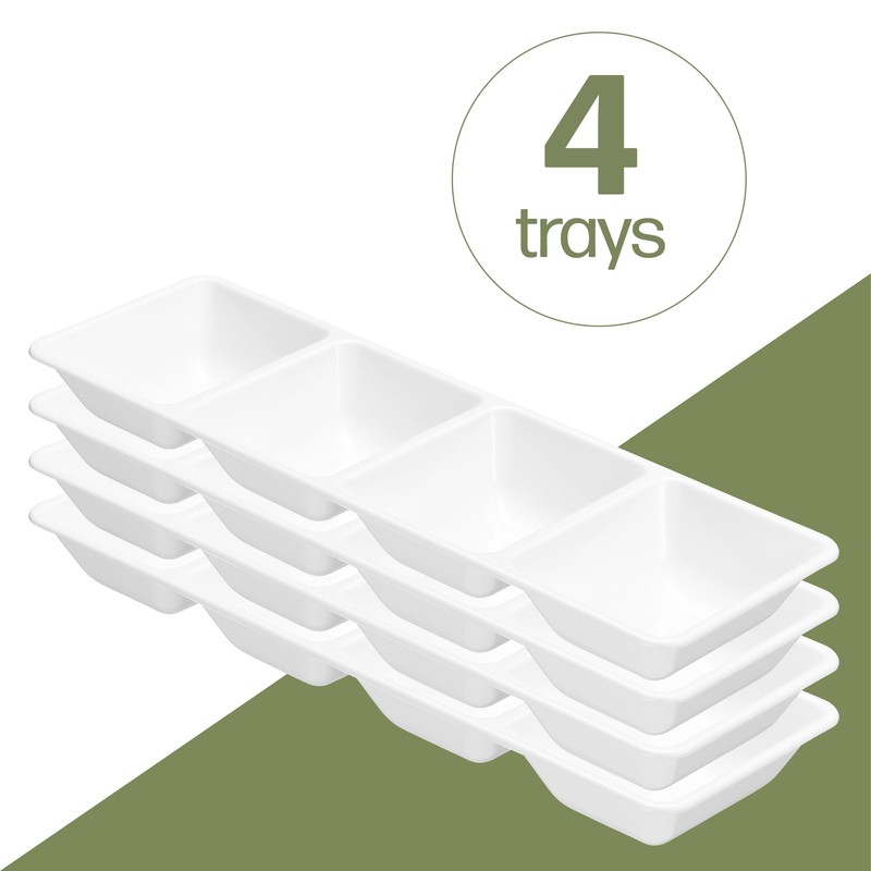 Plasticpro 4 Sectional Rectangle Plastic Disposable Serving Tray/Platter 5 X