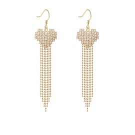 Tyluzem Gold Hoop Drop Dangle Earrings With Posts for Women Lightweight Teardrop Pearl Earrings for wedding Birthday Gift for Women, Yellow Gold, Cubic Zirconia