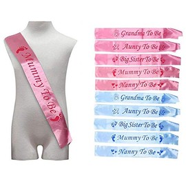 lgt Mummy to Be, Aunty, Grandma, Big Sister, Nanny Baby Shower Party Sash Blue or Pink (Blue Grandma To Be)