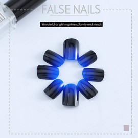 Zehory Glossy Press on Nails Red Short Square Fake Nails Full Cover Artificial Acrylic False Nails for Women and Girls (24Pcs)