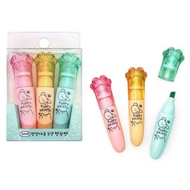 (Cellar Aid) Woof Woof Meow 3-Color Highlighter Set x8 Sign Pens Fancy Goods Group Gift / (셀러에이드)멍멍야옹 3색 형광펜세트 X8개 사인펜 팬시 단체선물