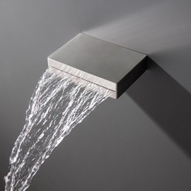 SevenGelok Waterfall Tub Spout Bathtub Spout for Bathtub Faucet 【SUS304 Stainless Steel & Solid Brass 】 Bathroom Tub Faucet Replacement High Flow Shower Spout Brushed Nickel Wall Mount, TS1-BN