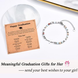 IKIATY 2025 Graduation Gifts for Her, College High School Masters Degree Law Middle School 5th 6th 8th Grade Graduation, Christian Cross Bracelet for Women Girls Friends Daughter Niece Granddaughter