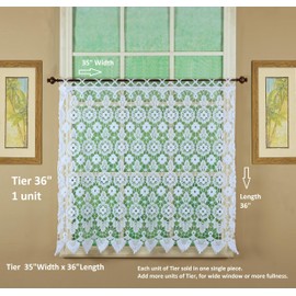 Today's Curtain Medallion Macramé Tier 36",White,35W x 36L