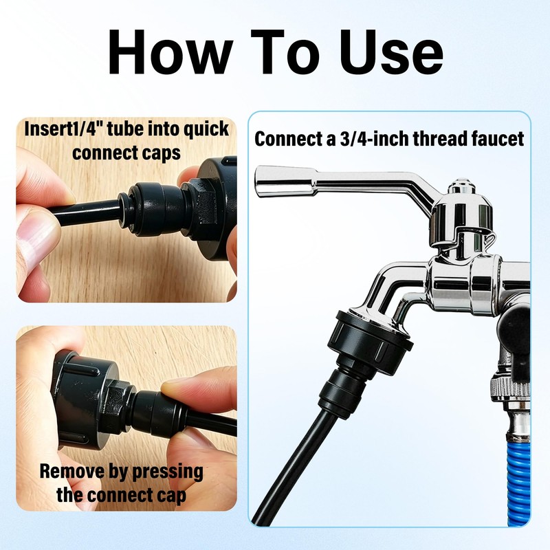 6 Pack 3/4" Female to 1/4" Quick Connect Drip Irrigation