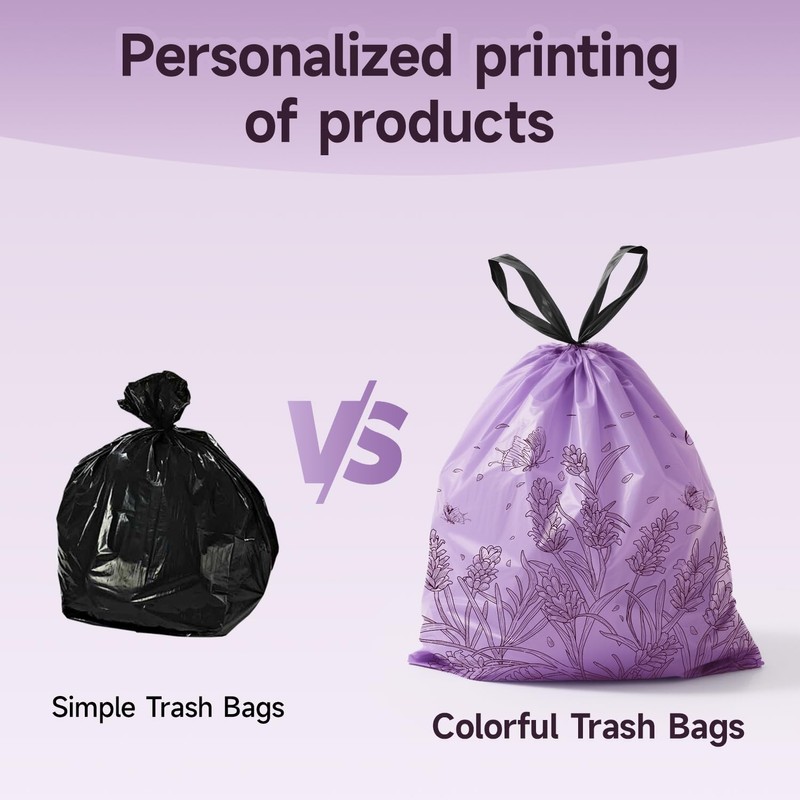 Thryoss Lavender Scented Small Garbage Bags,Trash Bags 4 gallon Drawstring