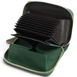 Pomelo Best Mini Wallet, No Bills Folding, Women's, Large Capacity, Anti-Skimming Present, Card Case, Box Type, Coin Purse, Solid Green