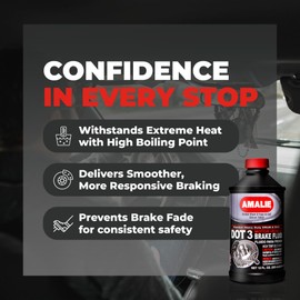 AMALIE DOT 3 Brake Fluid 12oz (160-65031-92), Heavy Duty Drum & Disc Brake Fluid for Cars, Trucks & Motorcycles with Corrosion Protection & Long-Term Stability, Made in USA, Pack of 12