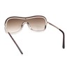 Retro Rimless Oversized Racer Metal Frame Shield Sunglasses Silver -
