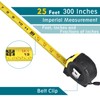 Tape Measure 25 Ft - Metal Retractable Tape Measure with