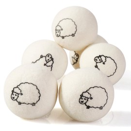 Hanamura Tumble Dryer Balls - Set of 6 Made from 100% New Zealand Sheep's Wool, XXL Ecological Dryer Balls Down - With Storage Bag