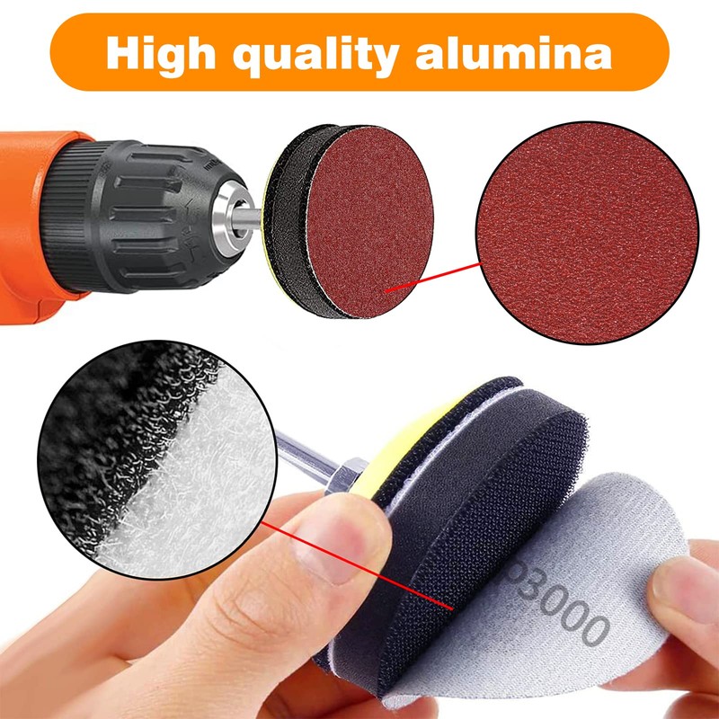 KONGMING 100 Pcs Sanding Disc 50 mm Hook and Loop