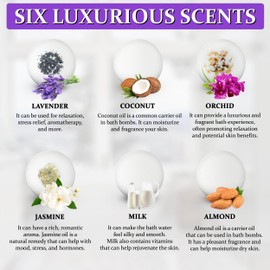 Pack Vegan Bath Bombs with Cocoa Butter & Avocado Oil - Aesthetic Appeal & Aroma, Perfect for Self-Care & Spa, Ideal Gift for Kids, Women and Moms, Pack of 6 (100 grs)