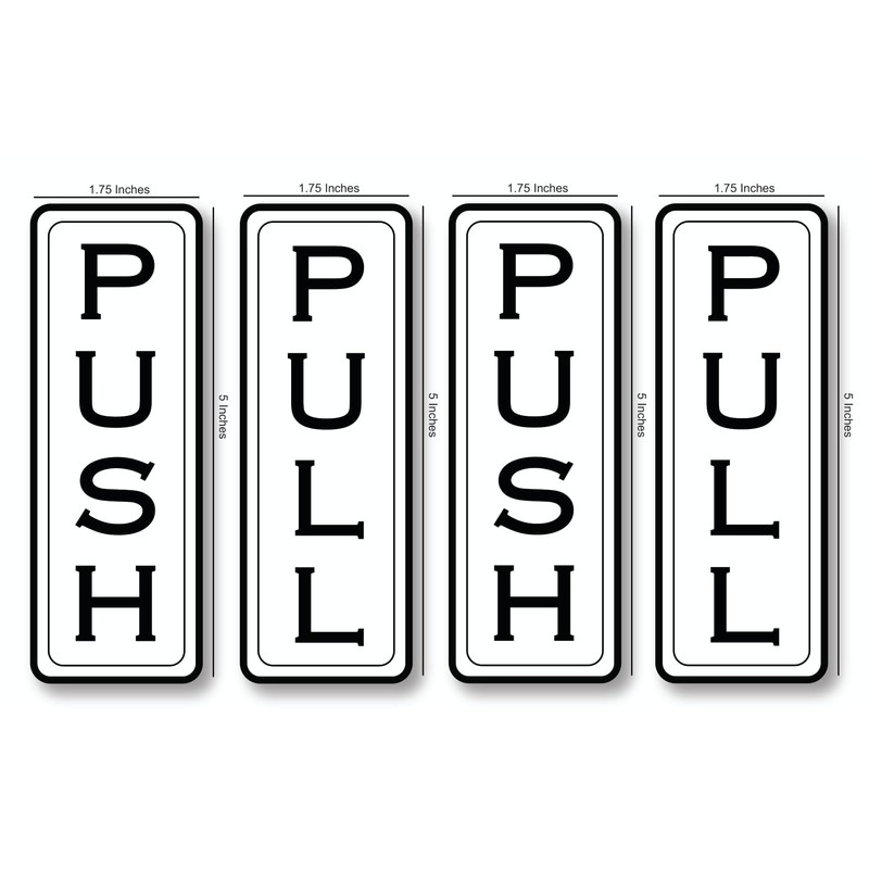 Door Sign Set, Push Pull Vinyl Stickers, 1.75 x 5