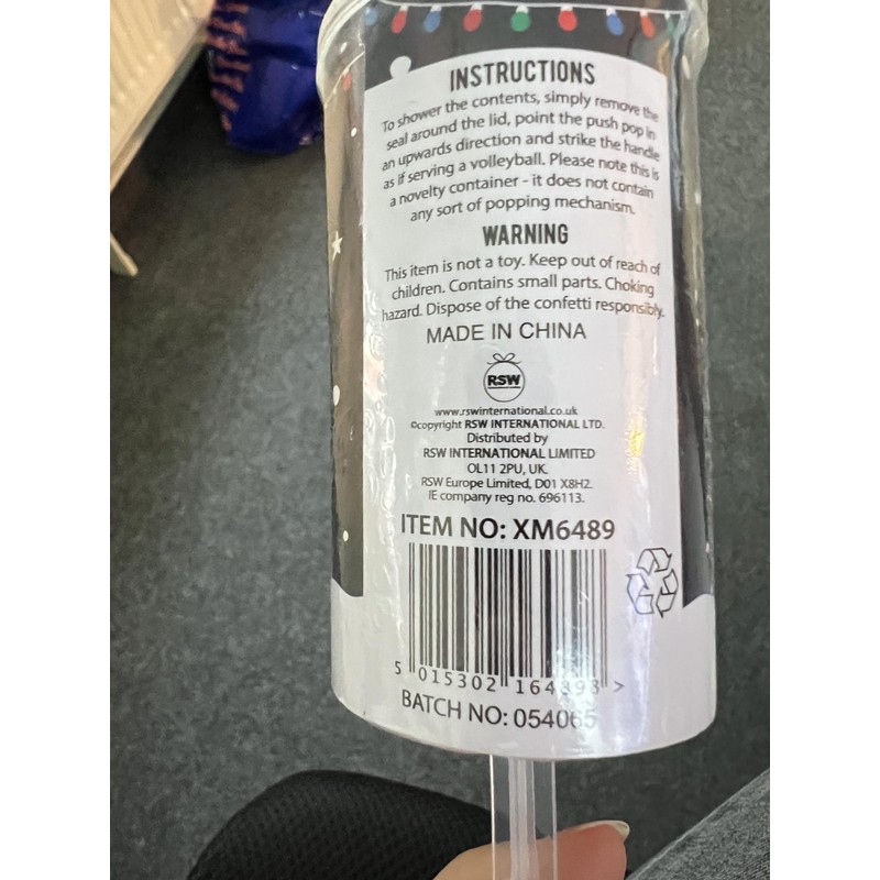 Christmas Time Push Pop Snow Confetti