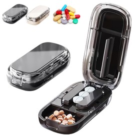 Cortador de Pastillas Ajustable, Portable Pill Cutter para Dividir Tabletas en 2 Partes, Alineación Precisa con Guía de Corte, Seguro y Fácil de Usar (Negro)