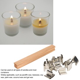 Mechas de Madera para Velas, Mechas de Madera Degradables Hechas a Mano, Ecológicas, sin Humo, Mechas para Velas con Base, Mechas para Velas para Hacer Velas (11 bases + 22 mechas)