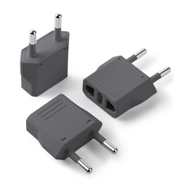 Bates- European Travel Plug Adapter, 3 Pack, Grey, European Plug Adapter, US to Europe Plug Adapter, Adapter for Europe Plug, US to EU Plug Adapter, Travel Adapter Europe, Plug Adapter Europe