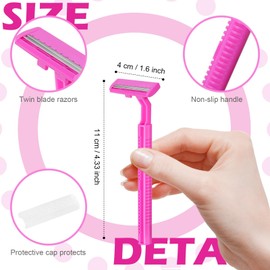 Disposable Razors Bulk, Clothsport Individually Wrapped Pink Razors，Clear Safety Cap for Travel, Hotel (240 Pack)