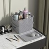 Wekioger Small Plastic Woven Basket, 6 Pack Grey Lidded Storage