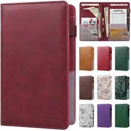 EcoVision Server Books for Waitress,Leather Waiter Book with Zipper Pocket, Server Booklet Restaurant Waitstaff Organizer, Serving Book Guest Check Book Holder Money Pocket Fits Server Apron