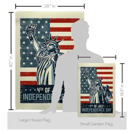 Liberty July 4th Garden House Flag - Kit Patriotic Fourth of Independence Day Fireworks BBQ United State American - Decoration Banner Small Yard Gift Double-Sided Made In USA 28 X 40