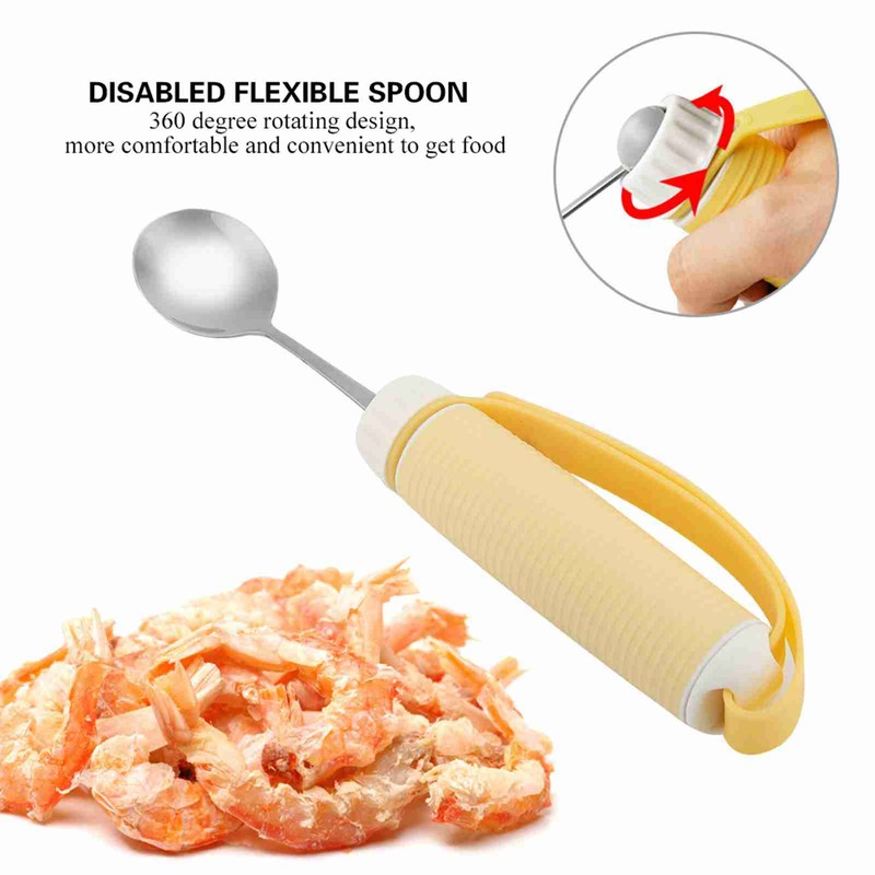 Disabled Patient Arthritis Elder Utensil Removable Flexible Rotating Eating Tablewares(Spoon)