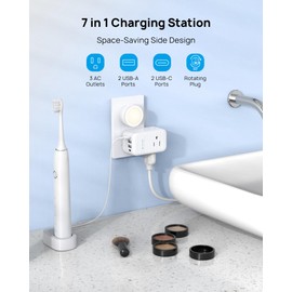 TROND Outlet Extender with 360 Rotating Plug, 3 Way Outlet Splitter with PD 20W USB C Plug Adapter, Multi Plug Wall Outlet, Small Plug Extension Outlet for Kitchen Bathroom Cruise Travel Essentials