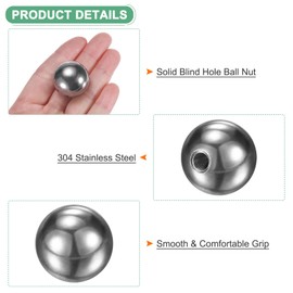 M METERXITY 4Pcs Threaded Ball Nut Knobs, M6x24mm 304 Stainless Steel Female Thread Ball Nut Cap for Lighting Fixtures/Machinery/DIY, Round Solid Screw Cap Cover [Silver]