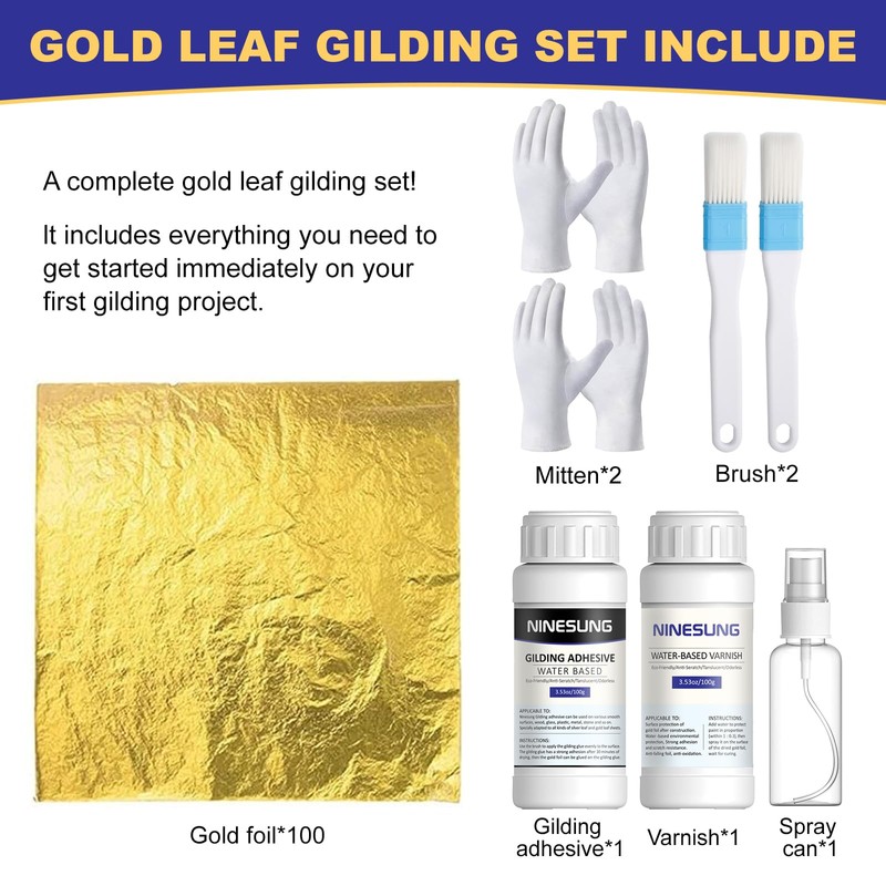 Ninesung Gold Leaf Kit | Gold Leaf Adhesive Set |