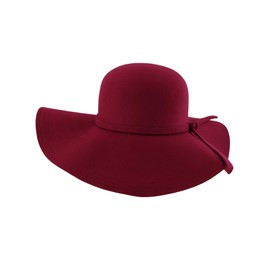 Luxury Divas Burgundy Wide Brimmed Wool Floppy Hat