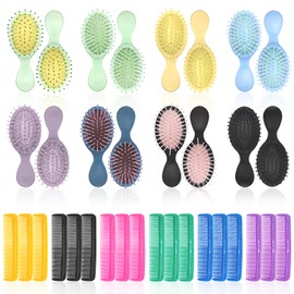 18 Pack Mini Hair Brush with 18 hair comb, Travel Hair Brush Bridesmaid Gifts Mini Brush Bulk Small Pocket Hair Brush for Girls Women Boys Men for Most Hair Type