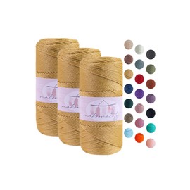 Makromecity 3 Strands Macrame Yarn 2 mm x 115 m Premium Polyester Macrame Cord Polypropylene Yarn for Crafts Home Decorations Place Plate Shoulder Bag Handbag Runner Dummy Chain 20 Colours