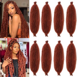 COOKOO Pink Pre-Separated Springy Afro Twist Hair 24 Inch 8 packs Marley Twist Braiding Hair Spring Twist Hair for Soft Butterfly Locs Crochet Hair Synthetic Hair Extensions for Women(24 Inch, 350#)