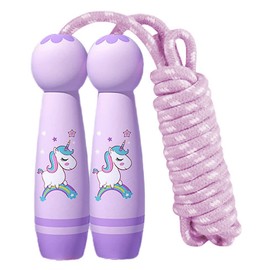 Children's Skipping Rope - Adjustable Rope Skipping Children 260 cm with Cartoon Wooden Handle, Rainbow Jumping Rope, Fitness & Bone Development for Children from 4 Years, Workout Gift for Boys and