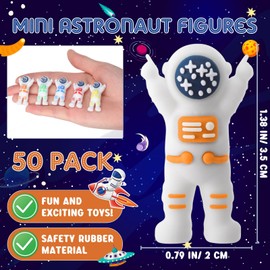 Sonwyoung 50 Pcs Mini Astronaut Figurines, Miniature Astronaut Toys for Kids Rubber Tiny Spaceman for End of School Year Gifts Kids Birthday Space Party Favors Piñata Goodie Bag Stuffers(Multicolor)