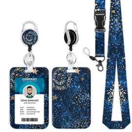 Onevenvi Starry Night Lanyards for ID Badges for Women/Men Cute, Van Gogh ID Badge Holder with Lanyard Retractable Badge Holder/Reel Lanyard with ID Holder Heavy Duty Keychain Teacher, Kids 2023-5-9
