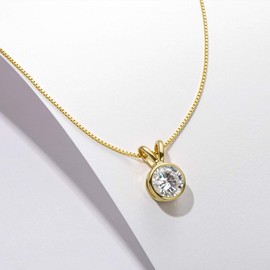 AINUOSHI 925 Sterling Silver Zircon Necklace, Pendant Necklace, Hypoallergenic Jewellery Gift for Her Women Mum Mother's Day Gift Valentine's Day, Sterling Silver, Zircon