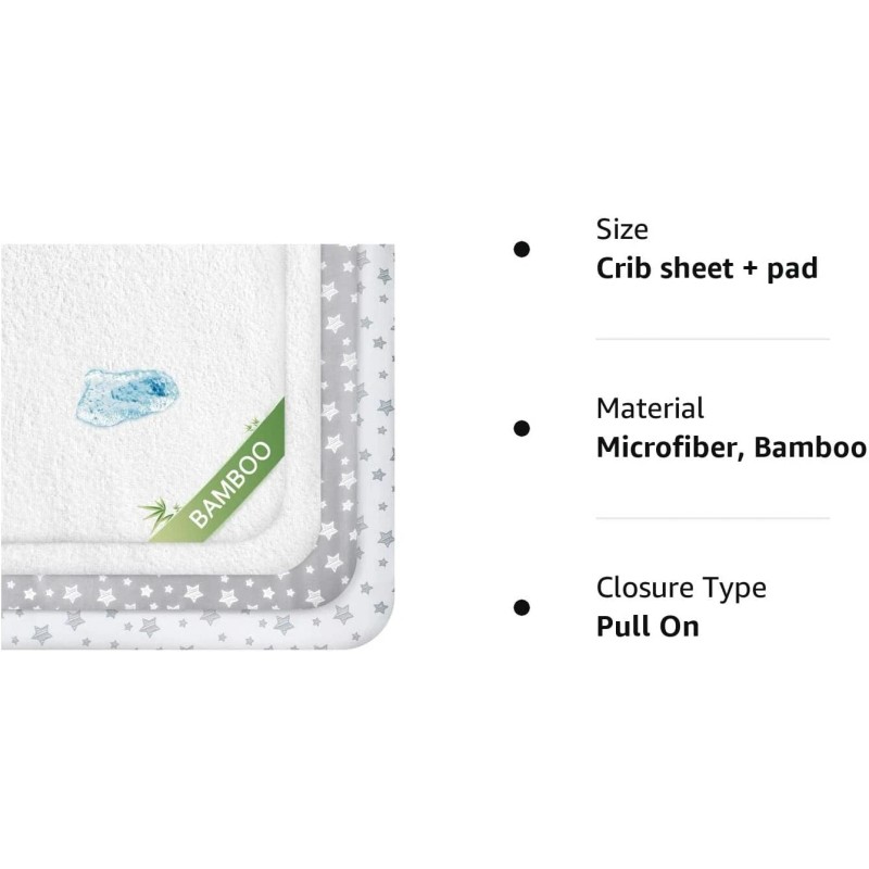 Moonsea 4-Pack Crib Sheet Set Bamboo Viscose Waterproof Crib Mattress