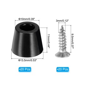 PATIKIL Cutting Board Feet,20 Pieces Non Slip Rubber Feet Bumpers with 304 Stainless Steel Screws for Cutting Board Furniture Chairs Desks 0.53" Wx0.44 H, Black