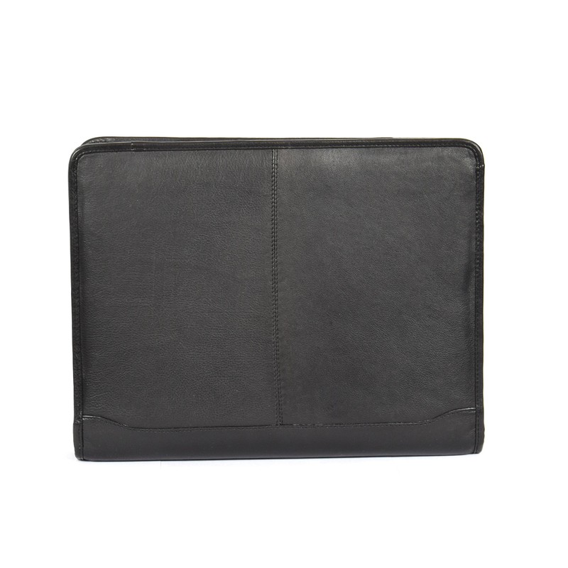 Luxury Real Leather Zip Around Folder File Detachable Metal Ring