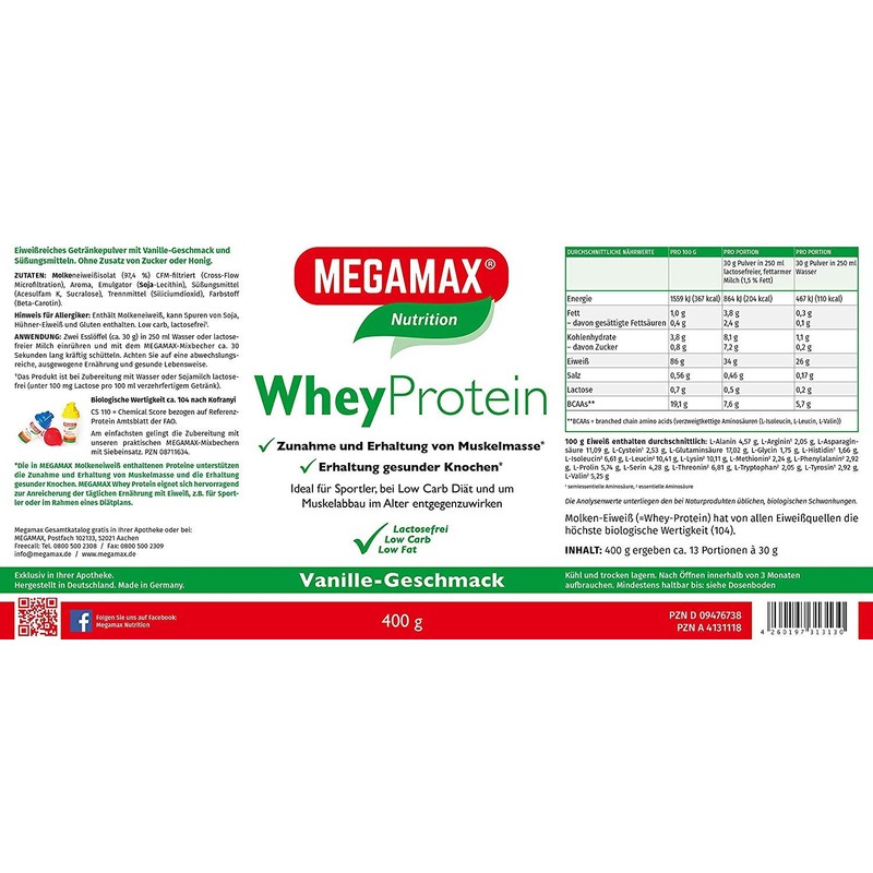 WHEYPROTEIN Lactose Free Vanilla Powder 400 g