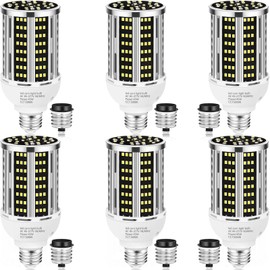 45W 6 pack LED Corn Light Bulb,400W Equivalent 5000K Commercial Grade Daylight E26/E39 6000LM Medium Mogul Base LED Lamp,Large Area Lights For Outdoor Indoor Garage Warehouse street Factory Bay Light
