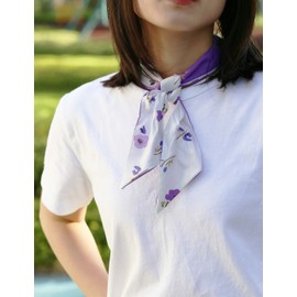 BOTICO Women's Scarf, Scarf, Hair Accessory, Accessory, Accessory, 34.6 x 2.8 inches (88 x 7 cm), Mini, Silk-like, Border, Multifunctional, Work, Travel, Photography, Spring, Summer, Autumn, Winter